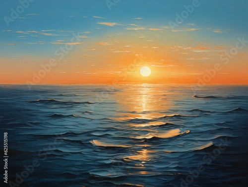 Sunset in the sea in the style of oil painting. Generative ai