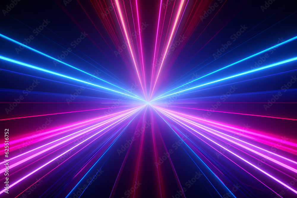 3D Render neon rays blue and purple background

Generative AI