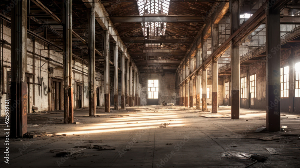 Decaying Abandoned Factory, Symbol of Industrial Decline