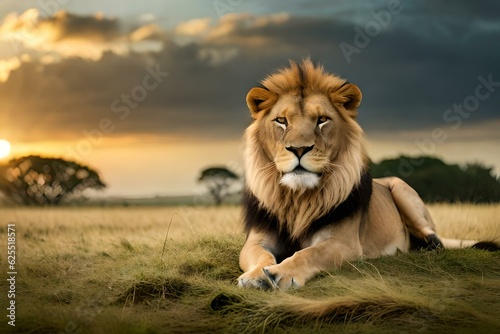 Capturing the Untamed Majesty of a Male Lion Roaming Free  a Raw and Majestic Portrait in the Wilderness
