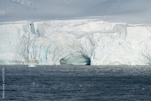 Glaciers on shore of Antarctic Peninsula. Ice snow.