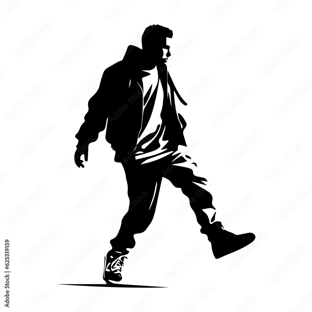 Fototapeta premium Hip hop dancer silhouette illustration