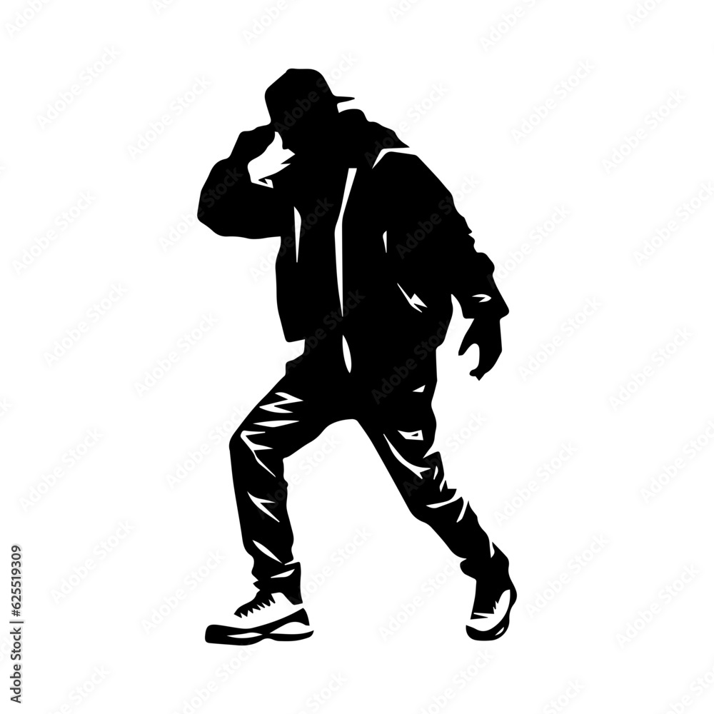 Hip hop dancer silhouette illustration