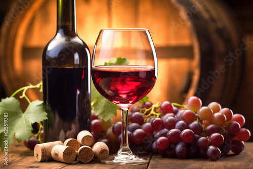 wine beverage bottle winery grape drink glass fresh food alcohol background. Generative AI.