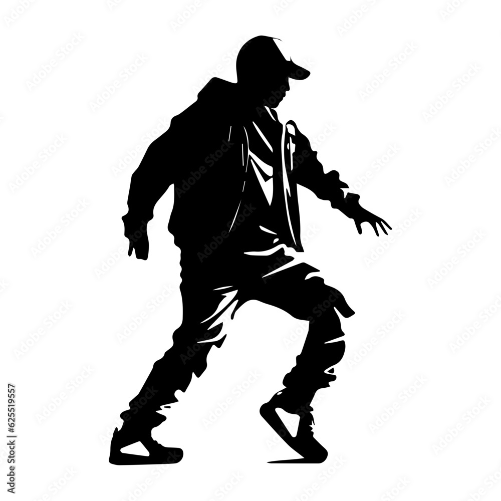 Fototapeta premium Hip-hop dancer silhouette illustration