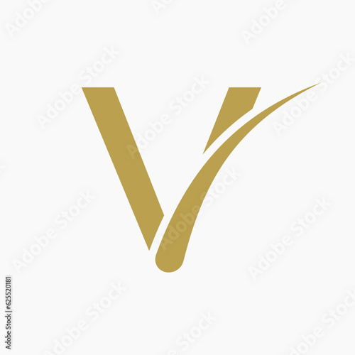 Letter V Hair Treatment Logo Vector Template. Hair Care Symbol