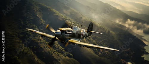 Fotografie, Tablou WW2 fighter plane flying through the air