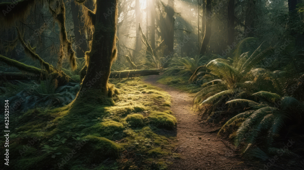 Green, morning forest Green, morning forest