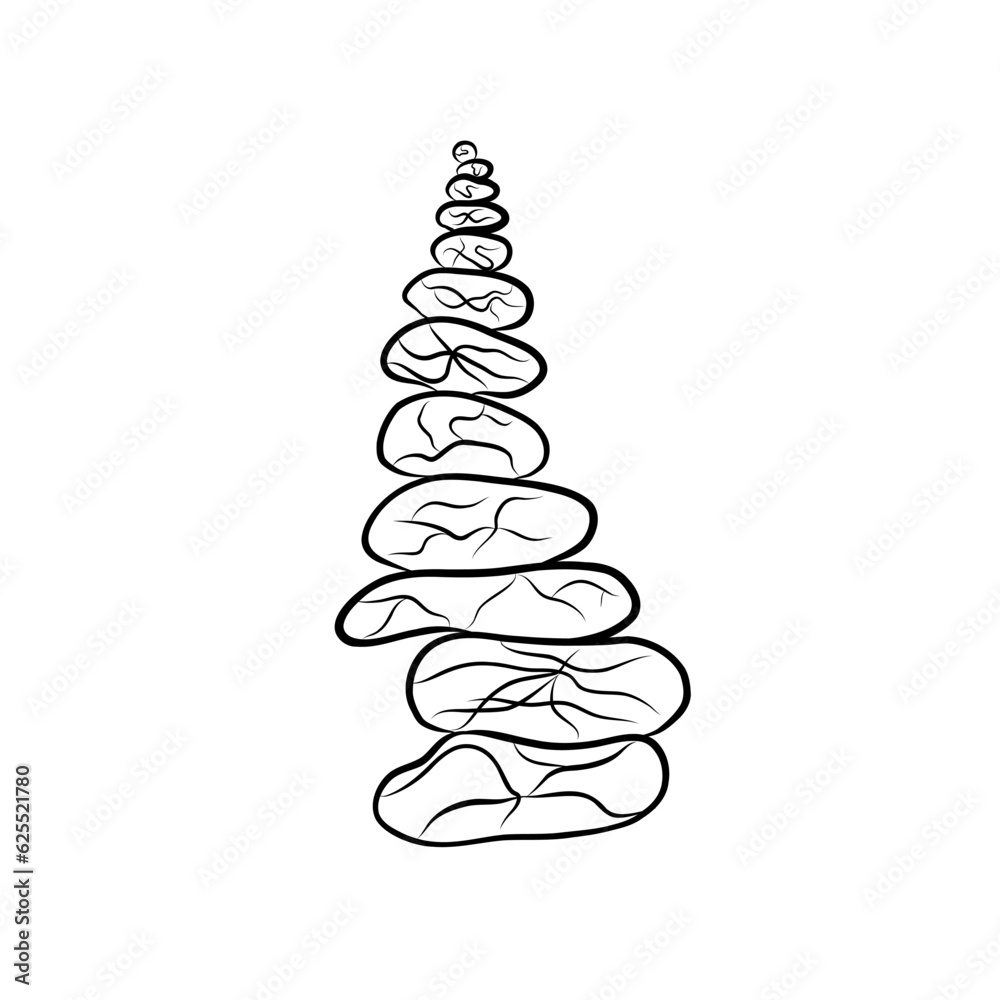 Zen Stone Pyramid Vector Illustration in Doodle Style Zen Stone Pyramid Vector Illustration in Doodle Style