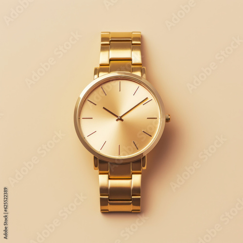 Top view detail of woman's gold watch