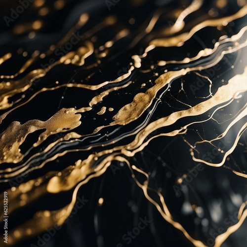Black & Gold Marbled textured wallpaper, background