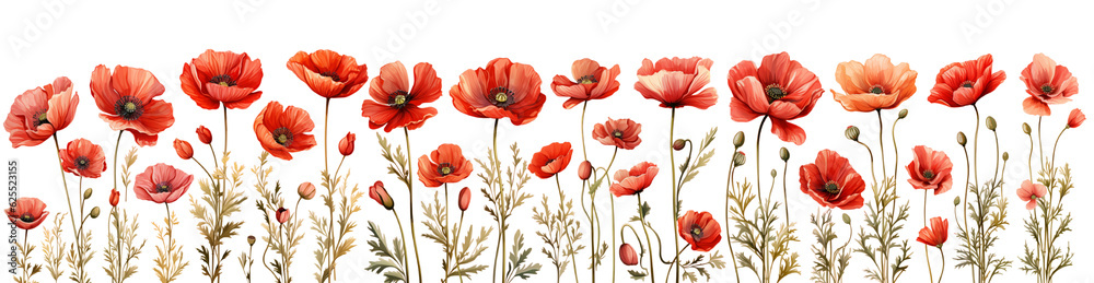 Red poppies illustration . Generative Ai Red poppies illustration . Generative Ai