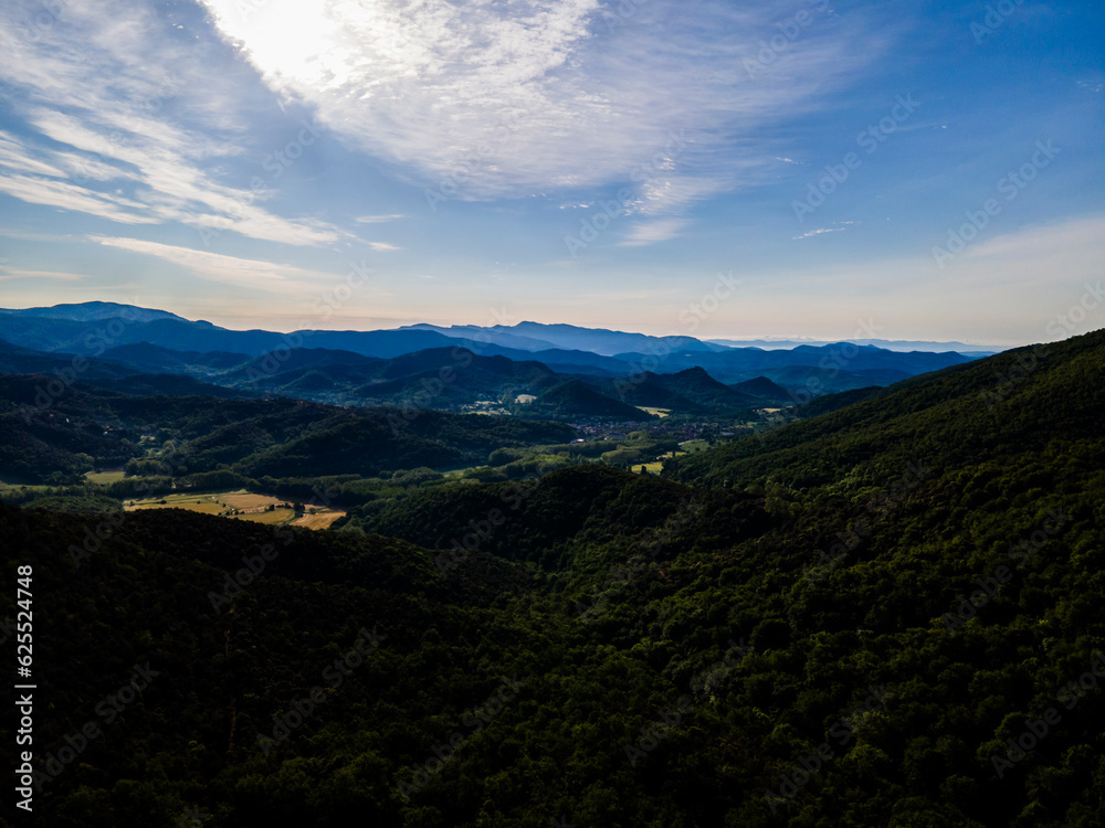 Fototapeta premium Spring landscape in La Vall D En Bas, La Garrotxa, Girona, Spain.