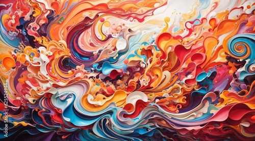 A vibrant  abstract landscape of swirling colors and shapes.