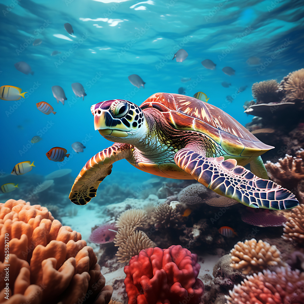 turtle swimming in the sea turtle swimming in the sea