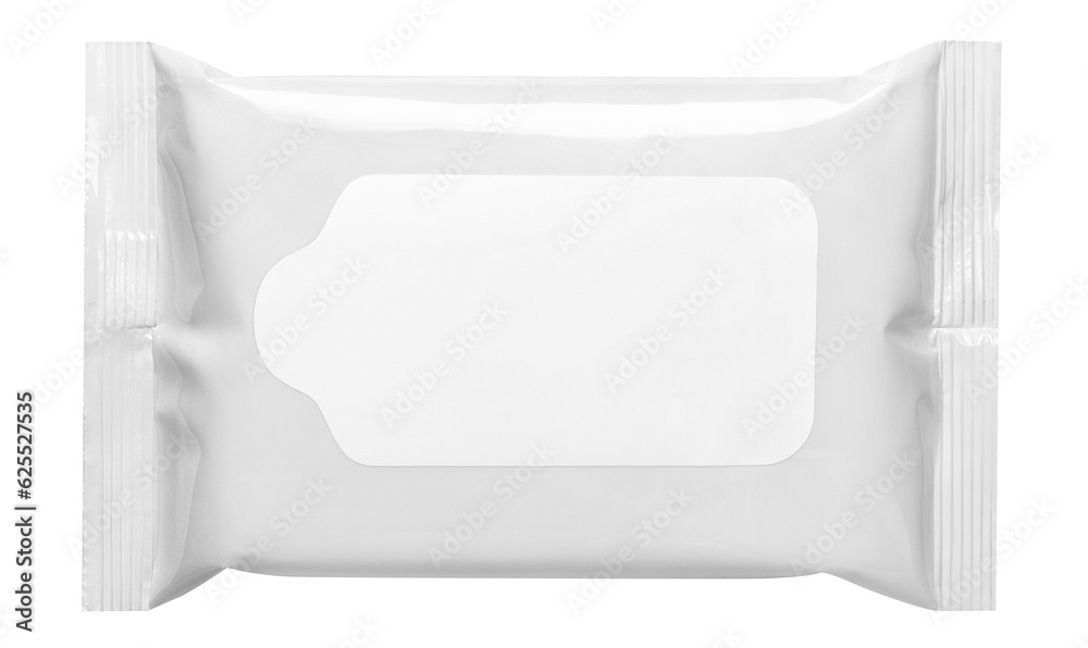 White wet wipes flow pack, cut out