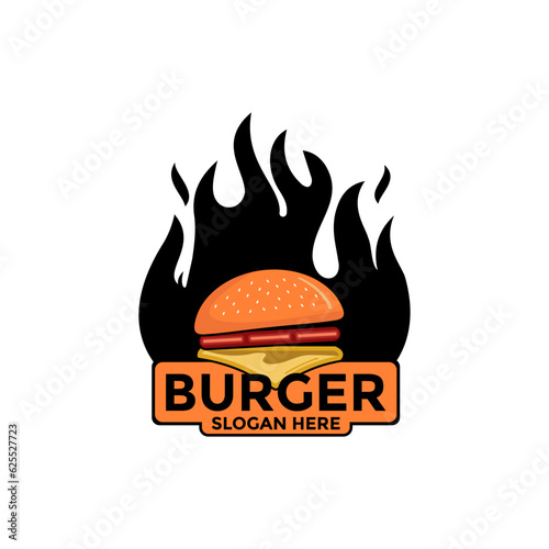 burger logo design vector template, Fast food flat  logo modern minimal design illustration.