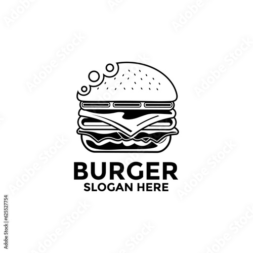 burger logo design vector template, Fast food flat logo modern minimal design illustration.