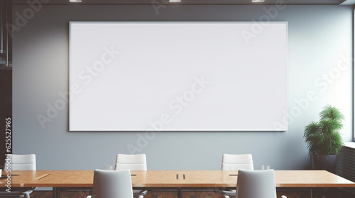 オフィスの壁に白い看板広告バナー　Generative AI