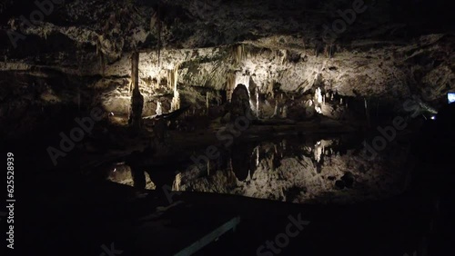 Blansko district, Czech Republic - February 25, 2023: Punkva Caves. Caves Moravian Karst. Stolognites, the underworld. photo