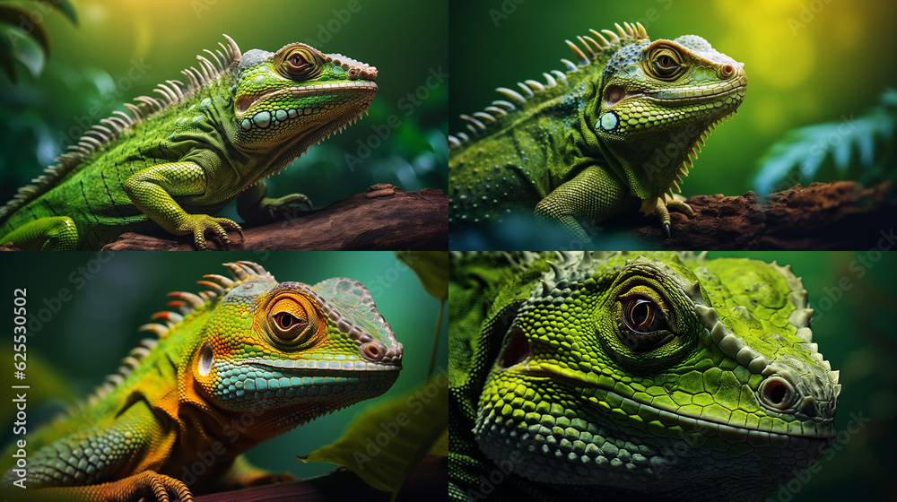 Fototapeta premium green iguana on a branch