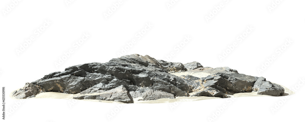 Reef rock beaches on sand seascape transparent backgrounds 3d render png