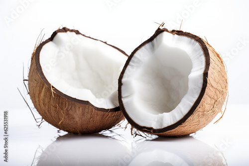 open coconut on a white background