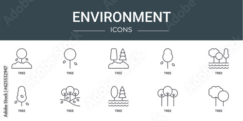 set of 10 outline web environment icons such as tree, tree, tree, vector icons for report, presentation, diagram, web design, mobile app