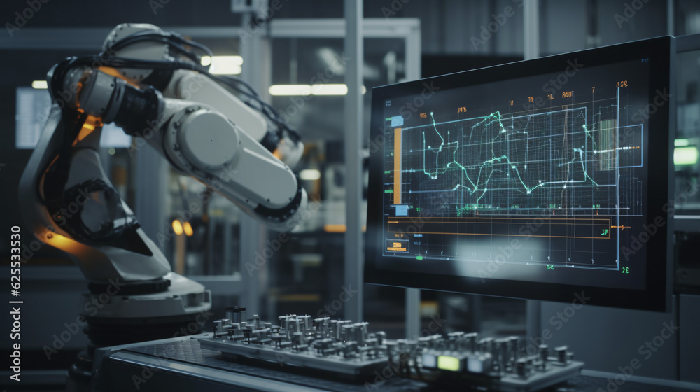 Fototapeta premium Smart modern factory automation using advanced machines, industrial 4.0 manufacturing process