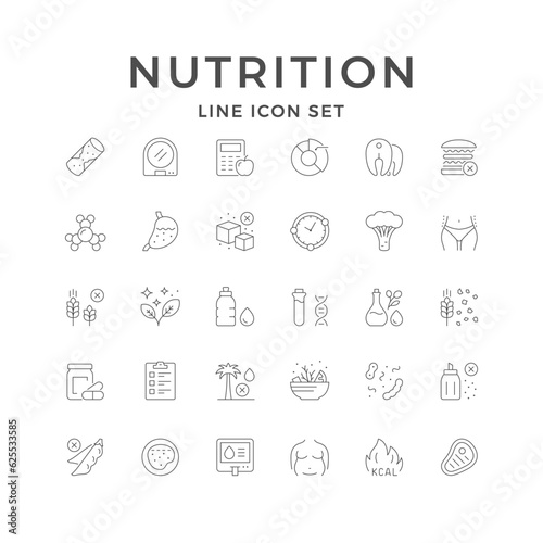 Set line icons of nutrition