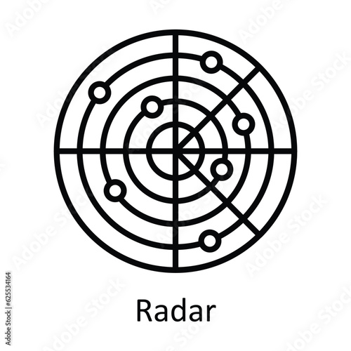 Radar Outline Icon Design illustration. Map and Navigation Symbol on White background EPS 10 File