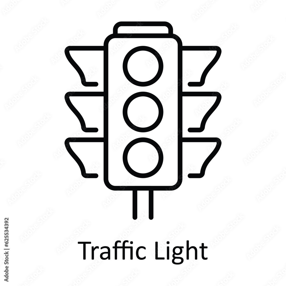 Traffic Light Outline Icon Design illustration. Map and Navigation Symbol on White background EPS 10 File Traffic Light Outline Icon Design illustration. Map and Navigation Symbol on White background EPS 10 File