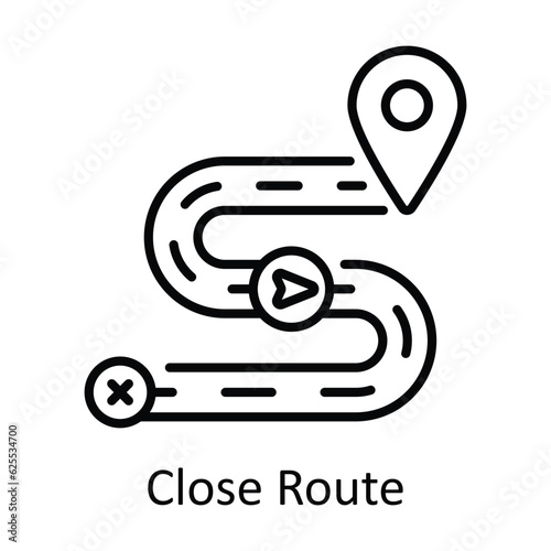 Close Route Outline Icon Design illustration. Map and Navigation Symbol on White background EPS 10 File