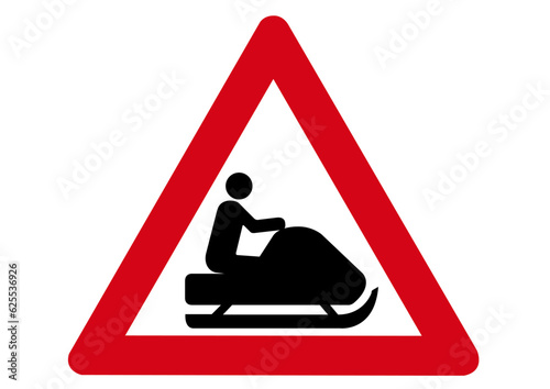 Schild Achtung Schneemobil