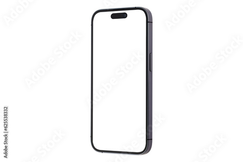 Smartphone with a blank screen on a white background. Smartphone mockup closeup isolated on white background.