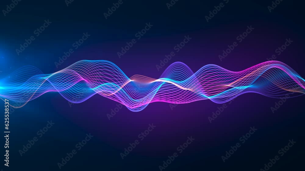 abstract colorful futuristic wave lines animation background, 4k seamless loop backdrop video as technology corporate messages concept