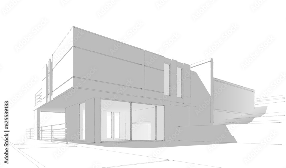 house building sketch architectural 3d illustration house building sketch architectural 3d illustration