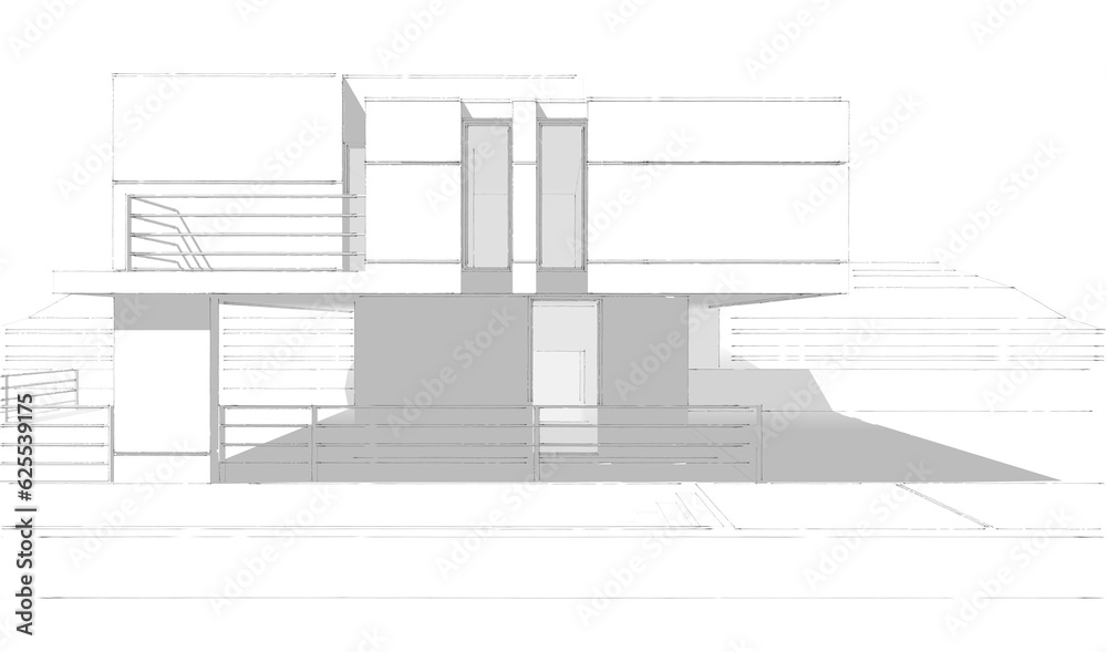 house building sketch architectural 3d illustration house building sketch architectural 3d illustration