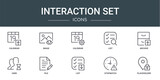 set of 10 outline web interaction set icons such as calendar, image, calendar, list, archive, user, file vector icons for report, presentation, diagram, web design, mobile app