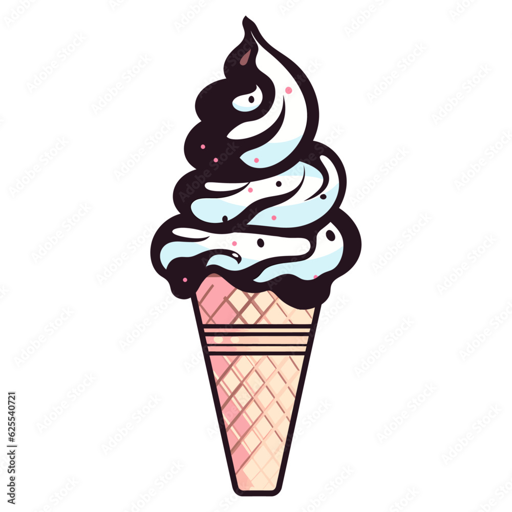 Ice cream cone icon, sweet vanilla desert sign, isolated on white background, vector illustration.