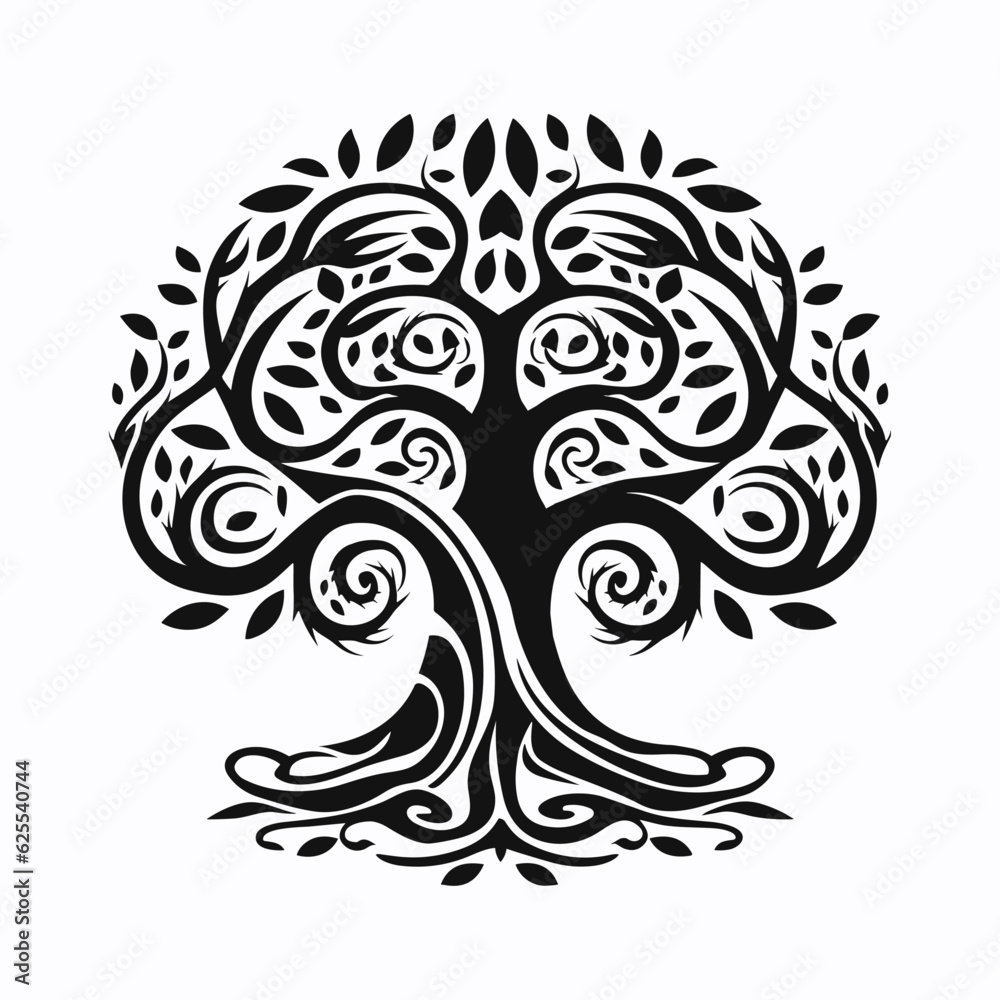 Yggdrasil tree, vector isolated on white background, tree of life, vector illustration Yggdrasil tree, vector isolated on white background, tree of life, vector illustration