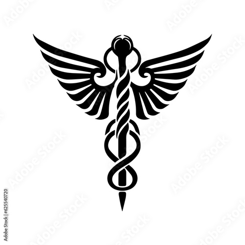 Caduceus medical symbol, isolated on white background, vector illustration.