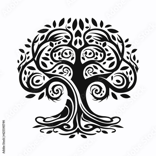 Yggdrasil tree  vector isolated on white background  tree of life  vector illustration