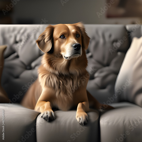 dog on sofa