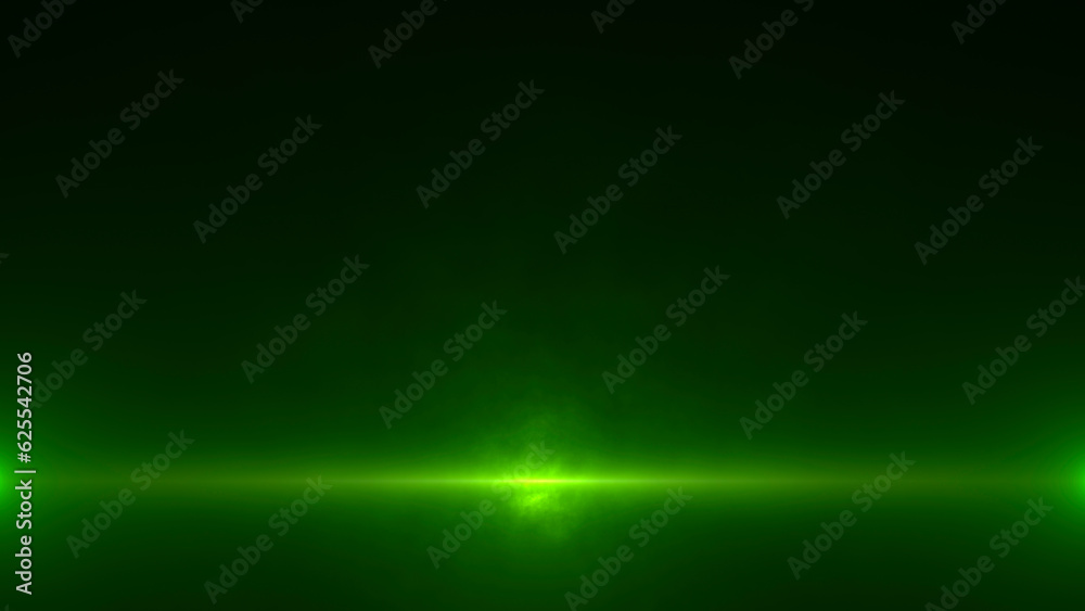 abstract futuristic light background with smoke and rays on green backdrop, copy space for messages