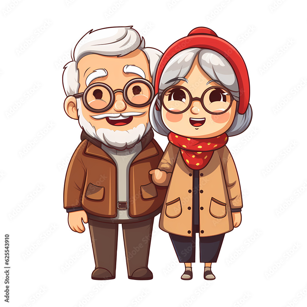Cute Happy Grandparents Illustration Cute Happy Grandparents Illustration