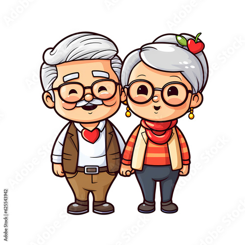 Cute Happy Grandparents Illustration