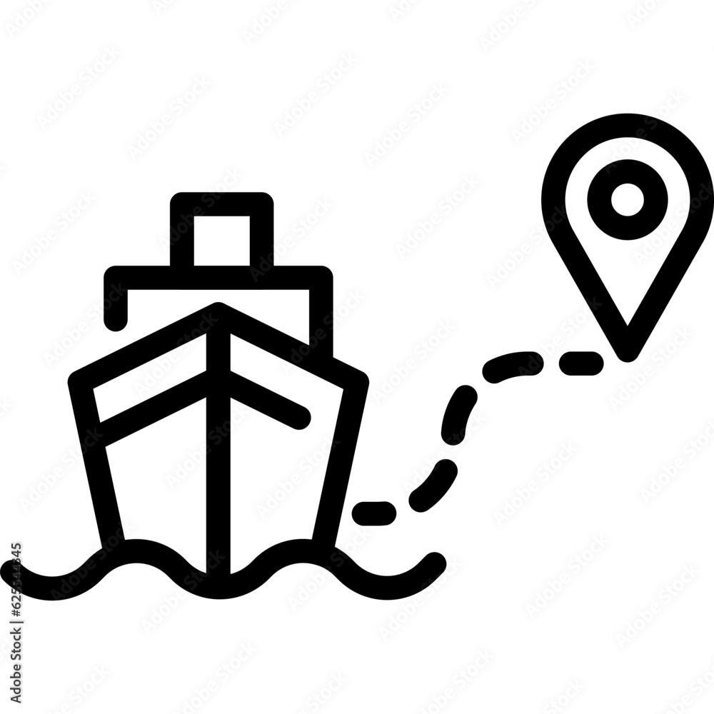 Cargo Ship Route Icon. Travel, Delivery, Path. Vector Illustration Cargo Ship Route Icon. Travel, Delivery, Path. Vector Illustration