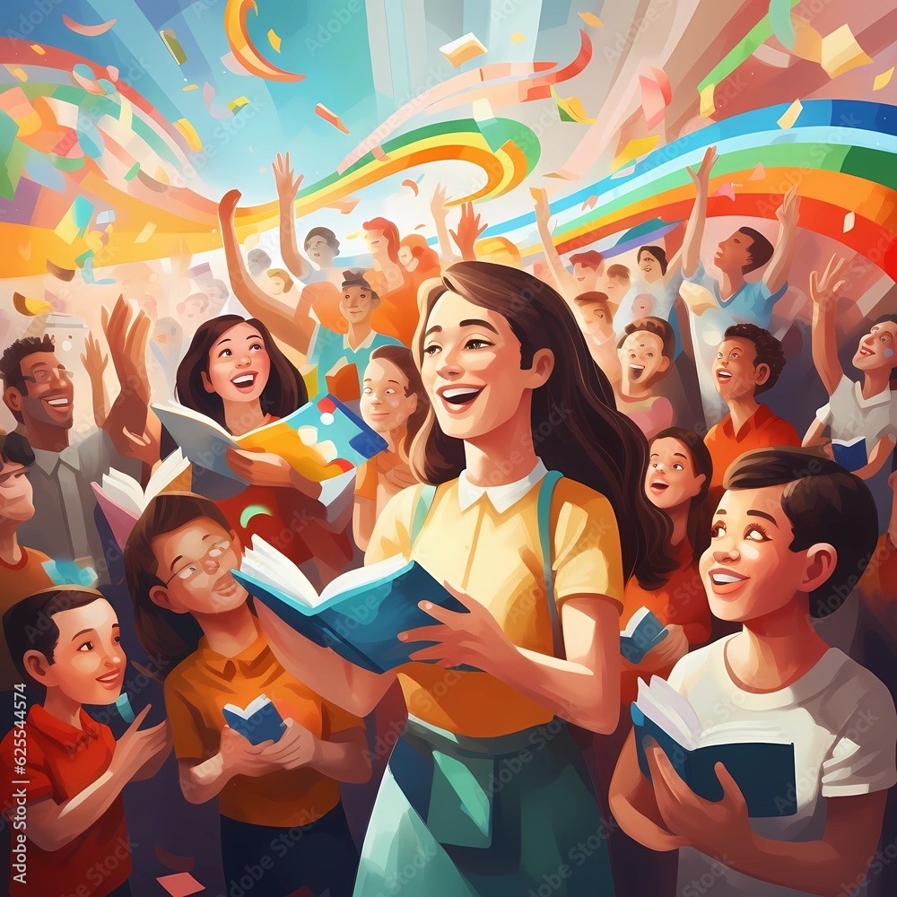 Fototapeta premium Empowering Education: Teachers, Students & Community united in a vibrant stock photo capturing the essence of learning and growth. #Education #Community #Inspiration