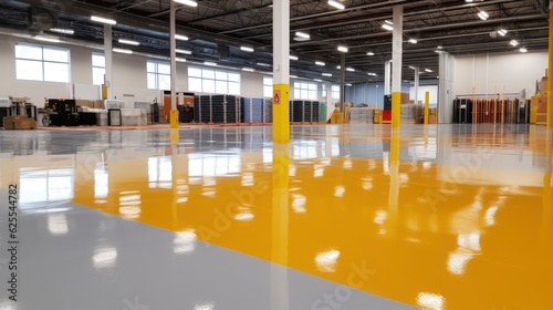 Genarative AI floor with self-leveling epoxy resin in industrial photo